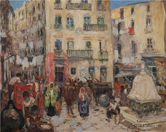 Animated square in Palermo by Fernand Allard L'Olivier, 1923