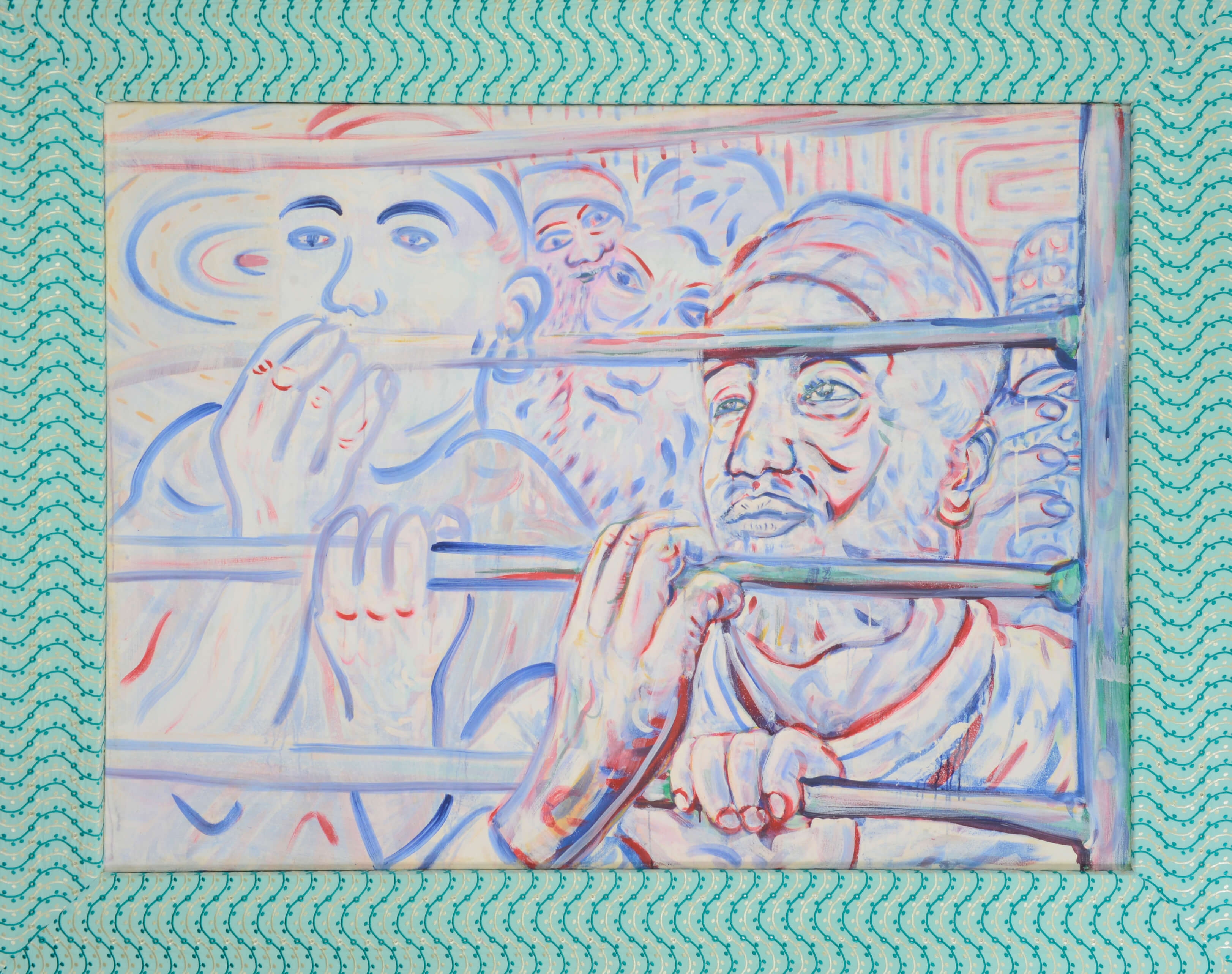 Artwork by Rob Birza, Behind bars, Made of Tempera on canvas