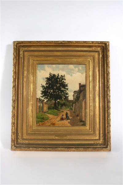 Artwork by Emile Faure-Beaulieu, A Village Street, Made of Oil on Board