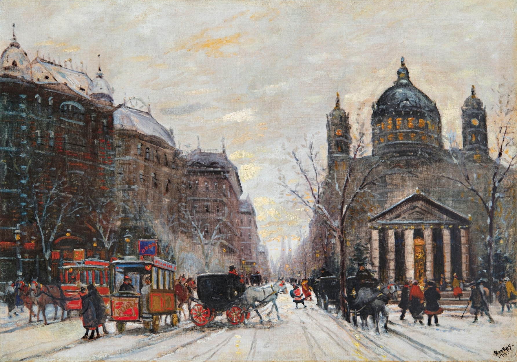 Antal Berkes | City at Winter (1910) | MutualArt