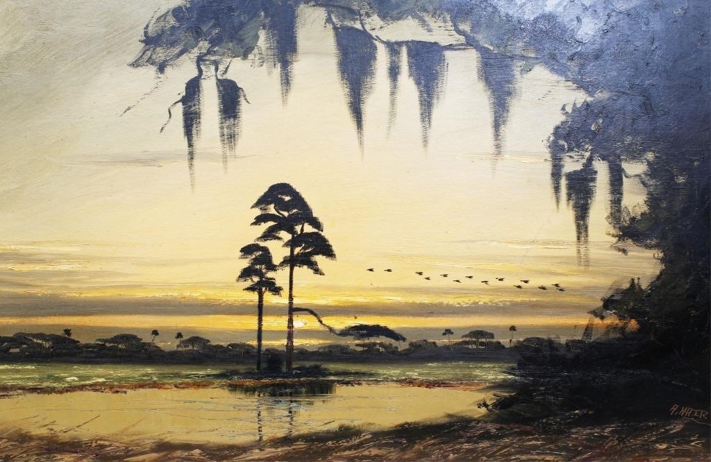 Artwork by Alfred Hair, FLORIDA HIGHWAYMEN PAINTING GOING HOME, Made of Oil on Upson