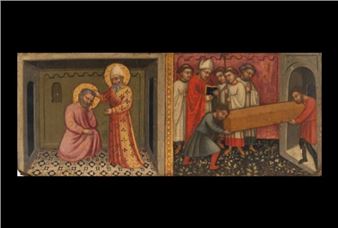 Two scenes from the life of a saint - Bolognese School