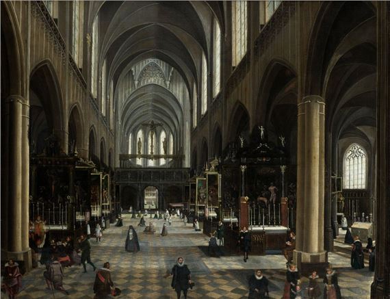 Johann Peter Neef | INTERIOR DE CATEDRAL GÓTICA CON PROCESIÓN DEL ...