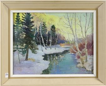 Untitled: Pathway Along a River in Autumn - F.w. Butson