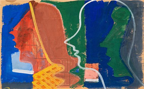 Profile nach links. by Hermann Glöckner, 1956