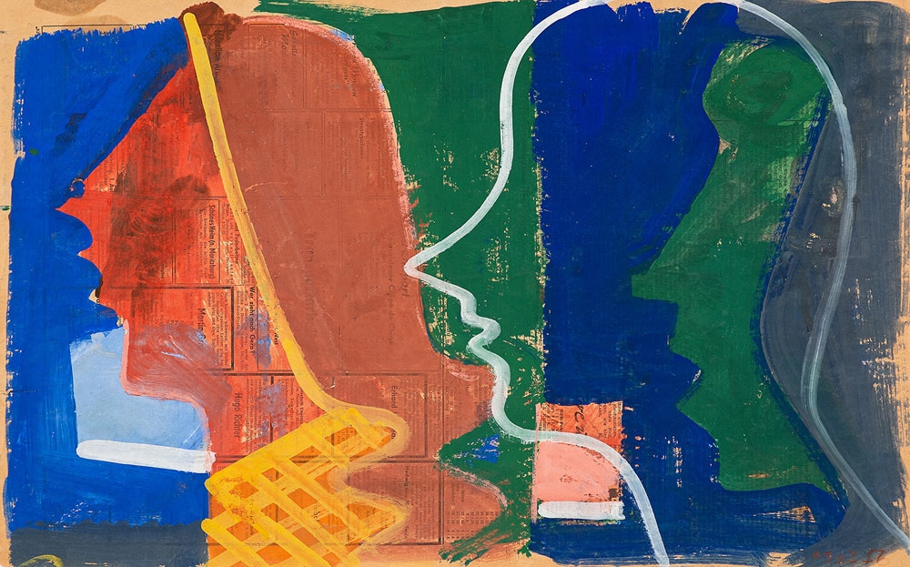 Artwork by Hermann Glöckner, Profile nach links., Made of Tempera on newsprint