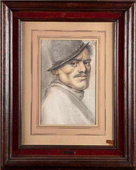 Portrait d'homme moustachu en buste tourné de trois-quarts au feutre by Nicolas Lagneau