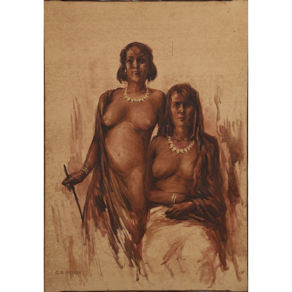 Artwork by G. B. Heller, Personaggi e scene di vita africane, Made of Oil on canvas.