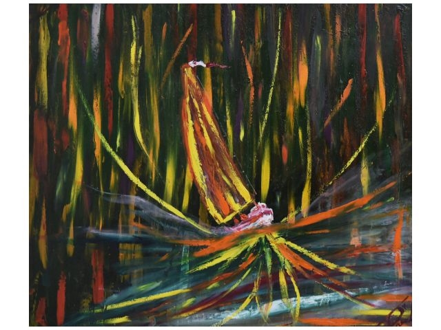 Artwork by Victor Grech, Sailing, Made of Oil on Board