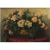 Pioenen in koperen cachepot by Jeannette Slager