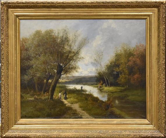 BORD DE RIVIÈRE ANIMÉ by Nicole Rousseau-Grolee, 1895