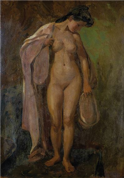 Stehender, weiblicher Akt - wohl Studie by Ludwig von Hofmann