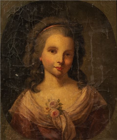 Portrait of a Young Girl by American School, 18th Century