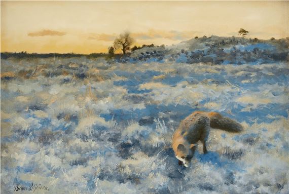 Räv i skymningslandskap by Bruno Liljefors