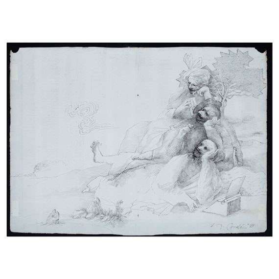 Tres personajes by Miguel Condé, 1977.