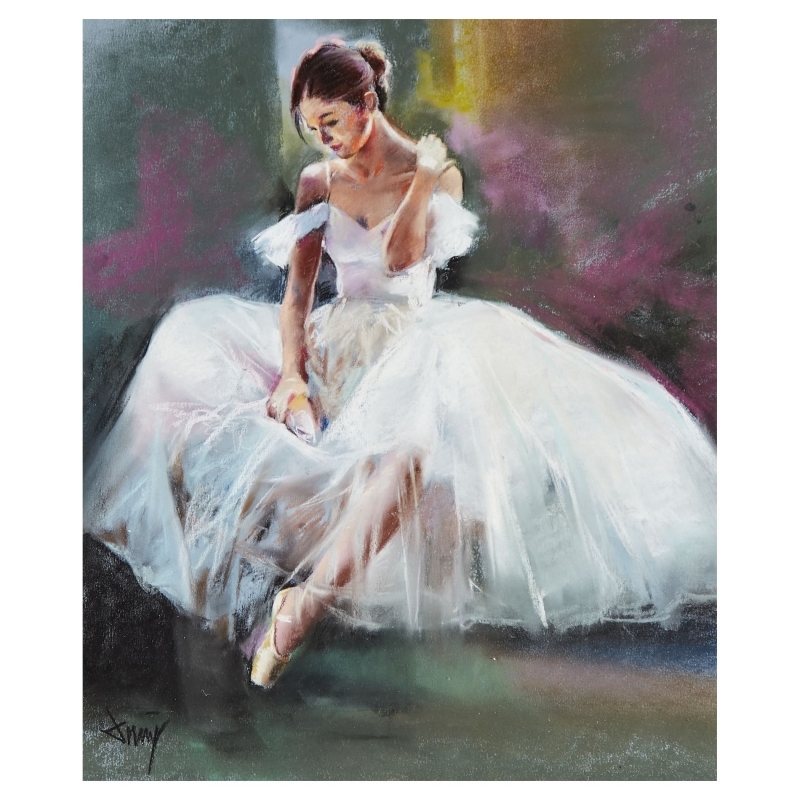 Cuadro de bailarina de ballet clasico del pintor Domingo Alvarez