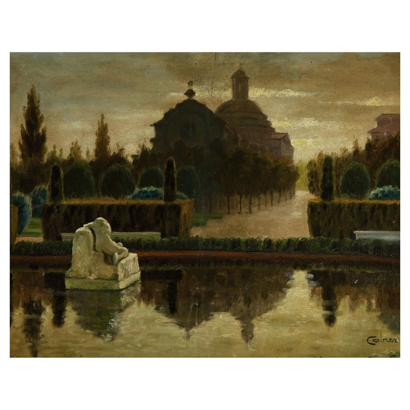 Artwork by Josep Cabré Borrell, Parc de la Ciutadella, Made of Oil on canvas adhered to panel.
