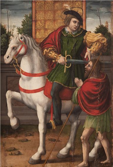 San Martín partiendo la capa con el mendigo by Castillian School, 16th Century