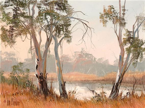 Gum Trees by River by John Milenkovic