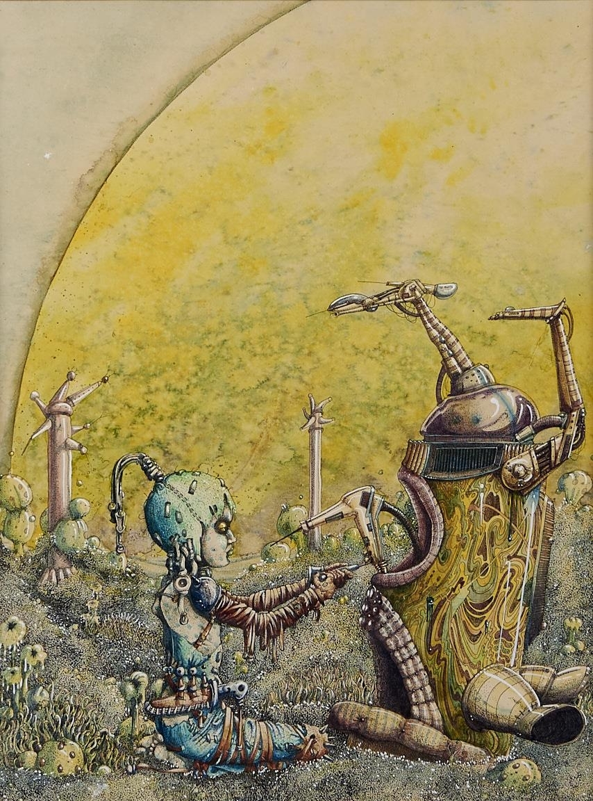 Artwork by John Blanche, Fantasy I illustrations, Made of two, pen, ink and watercolour (2)