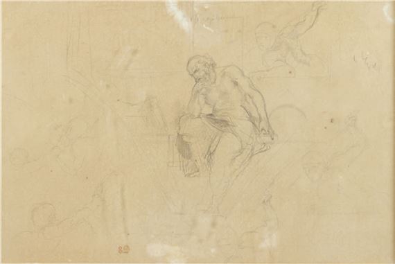 Studies for the Murder of Archimedes, pendant from the Palais Bourbon Library by Eugène Delacroix