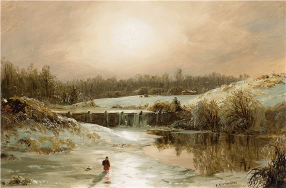 Winter Scene in Hartford by Frederic Edwin Church, Painted circa 1846-1847