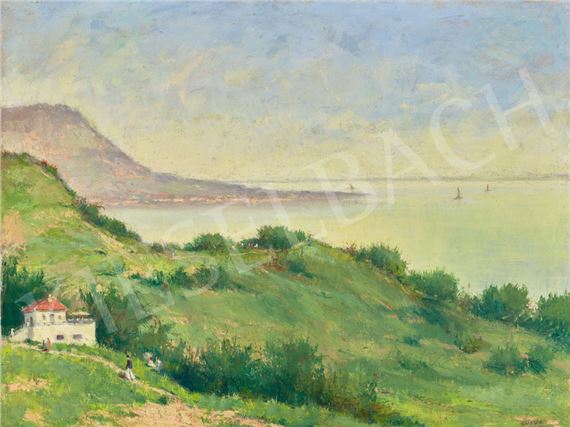 Lake Balaton with Sailing Boats (Hill Badacsony Viewed from Szigliget) by Ödön Guzsik