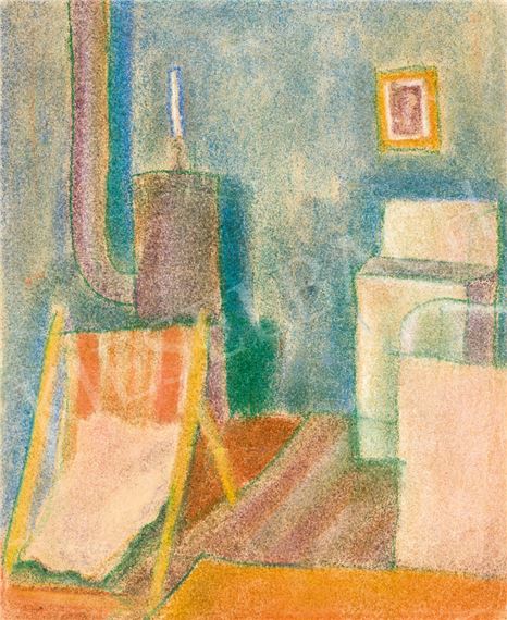 Room Interior with Iron Stove by Lajos Vajda, circa 1924