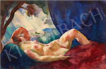 Lying Female Nude - Lajos Fonó