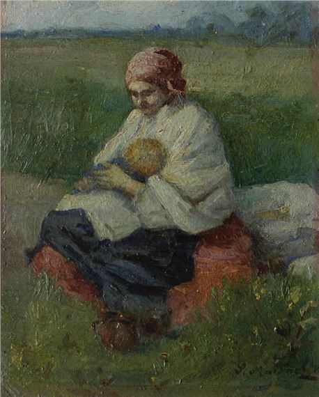 Wiejska dziewczyna z dzieckiem by Salomon Meisner