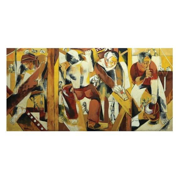 Construction Workers by Angelito Antonio, dated 1981