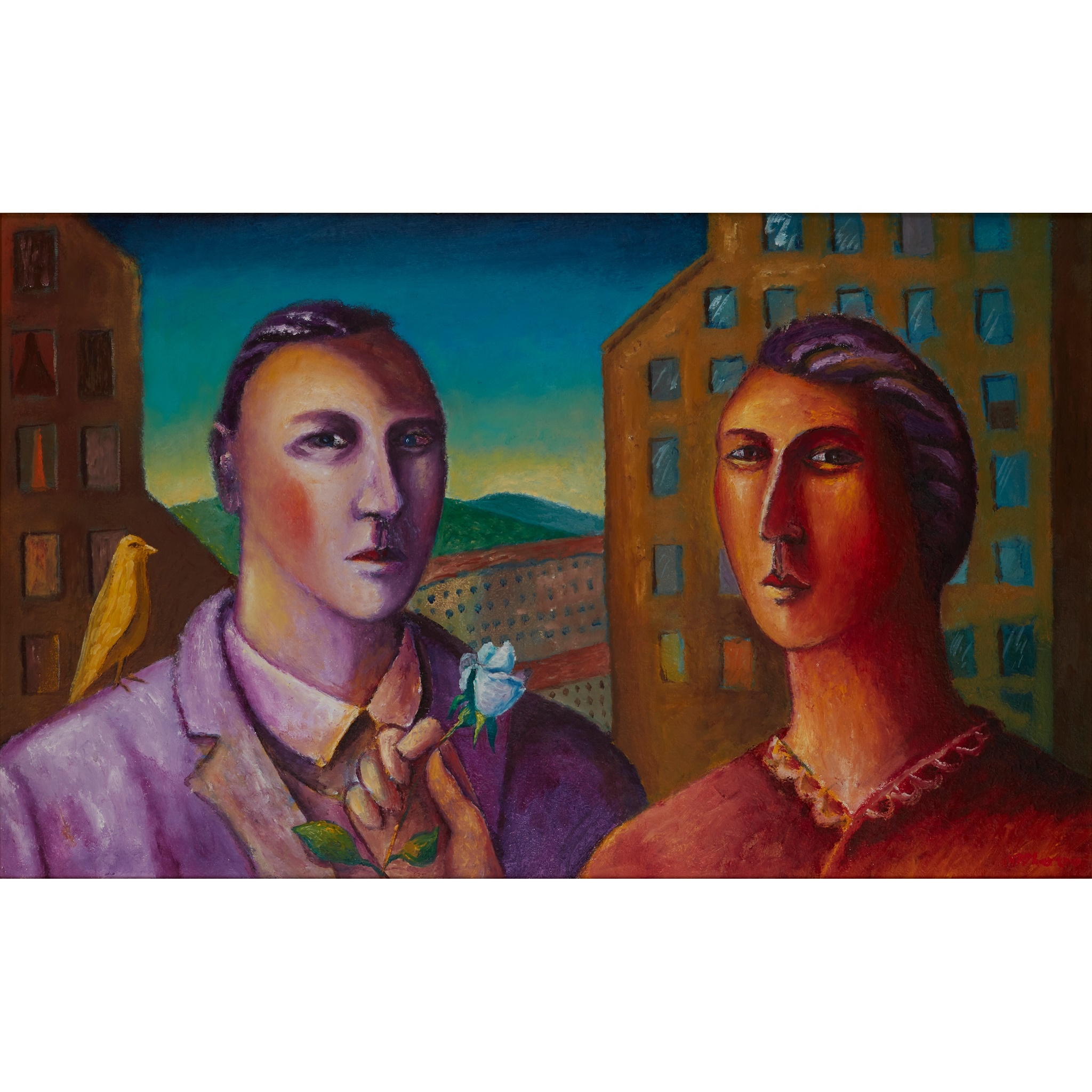 Artwork by Neil MacPherson, THE LOVERS IN EXILE, Made of oil on board