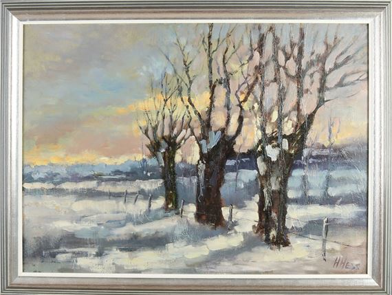 Wintergezicht met knotwilgen - Henri Hess