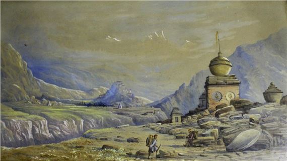 TEMPLE IN THIBET by Colonel Ayrton Pullan, dated 75