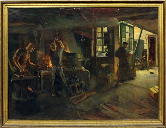 Arbeiter in der Schmiede by Erich Hennig