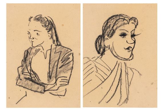 Two Indian Women by Ye Qianyu, 1943