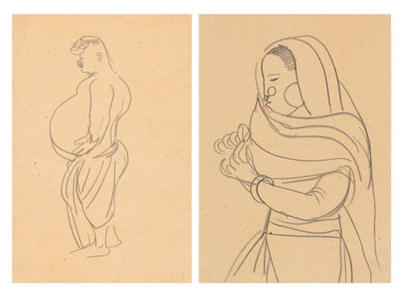 Indian woman, big belly Jia by Ye Qianyu, 1943