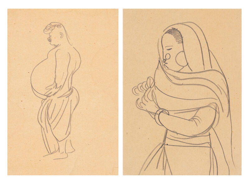 Artwork by Ye Qianyu, Indian woman, big belly Jia, Made of Paper