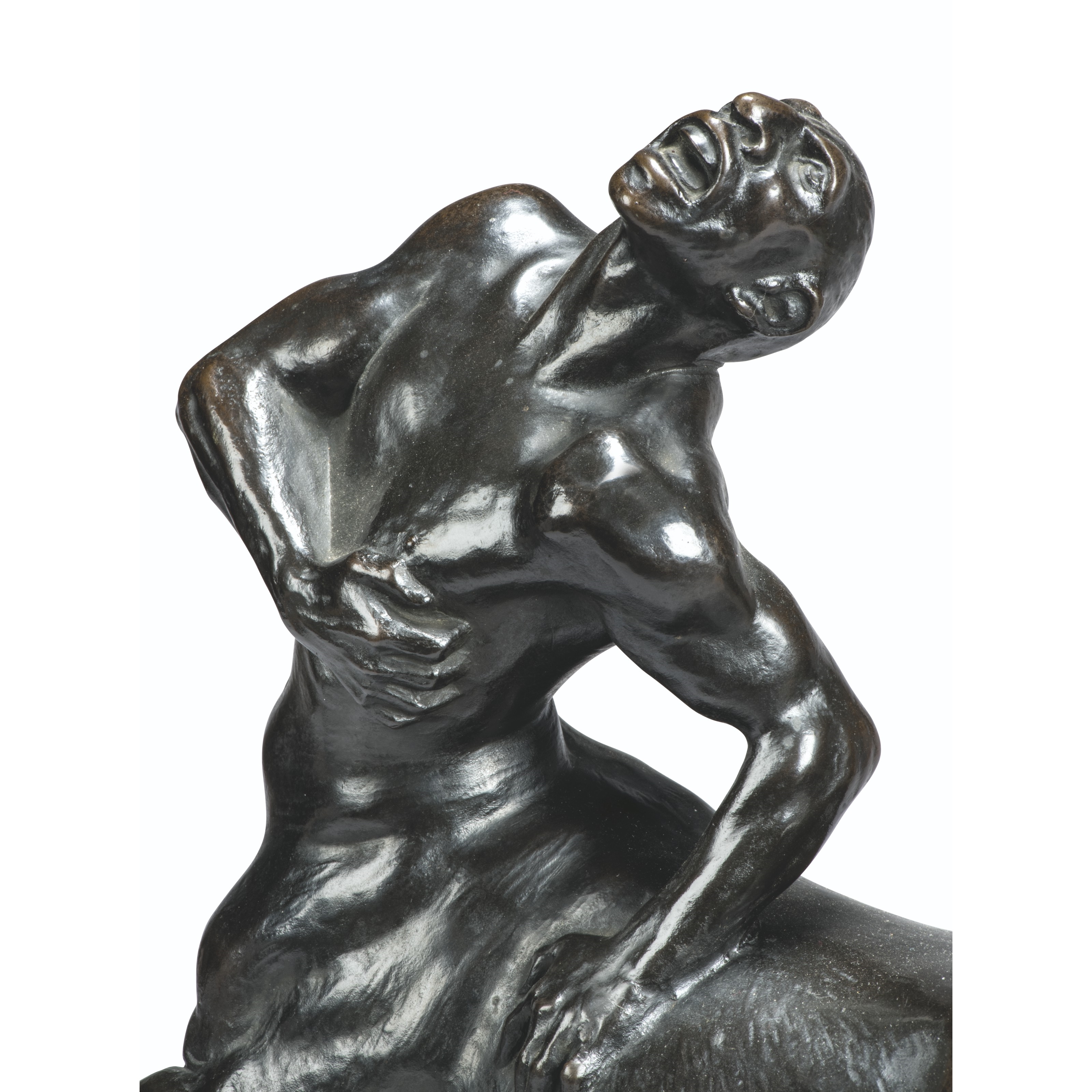 Artwork by Franz von Stuck, Verwundeter zentaur (Wounded centaur), Made of bronze, dark brown patina