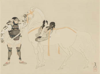 Artwork by Seison Maeda, Young horse, Made of ink and color on silk