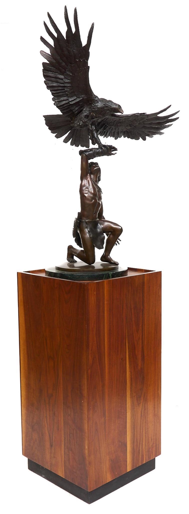 Stanley Quentin Johnson Bronze statue of eagle landing (1981) MutualArt