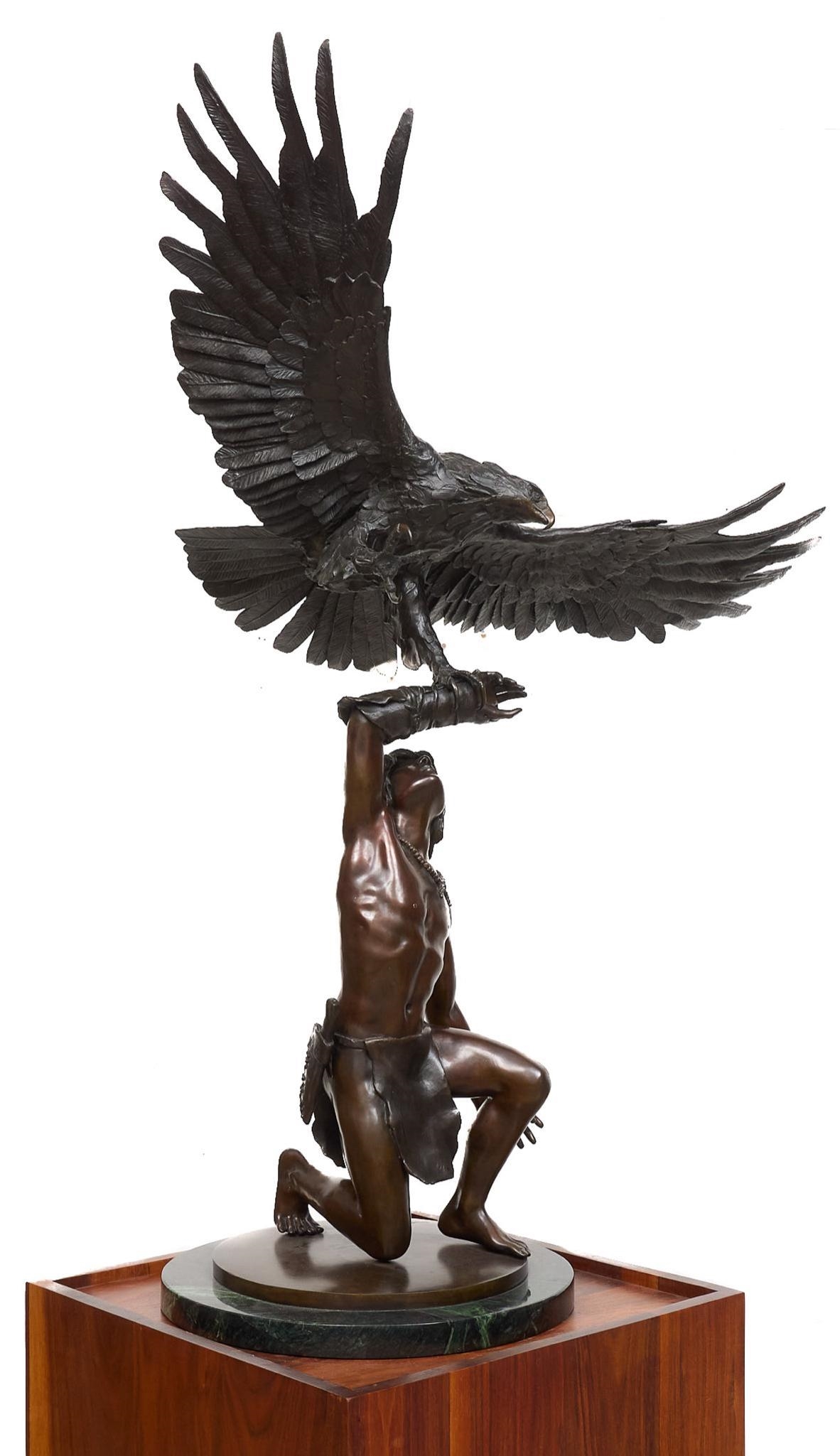 Stanley Quentin Johnson Bronze statue of eagle landing (1981) MutualArt