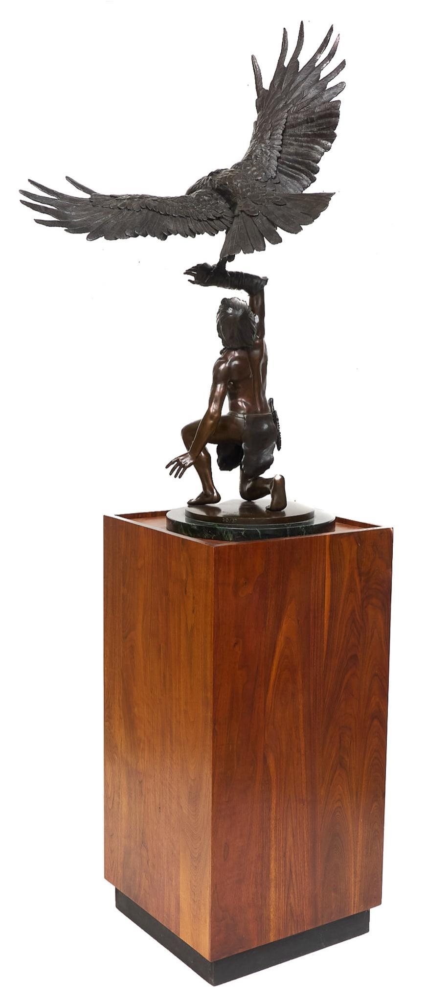 Stanley Quentin Johnson Bronze statue of eagle landing (1981) MutualArt