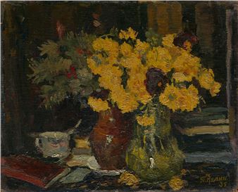 Still Life with Flowers and Books - Petr Ivanovich Kelin