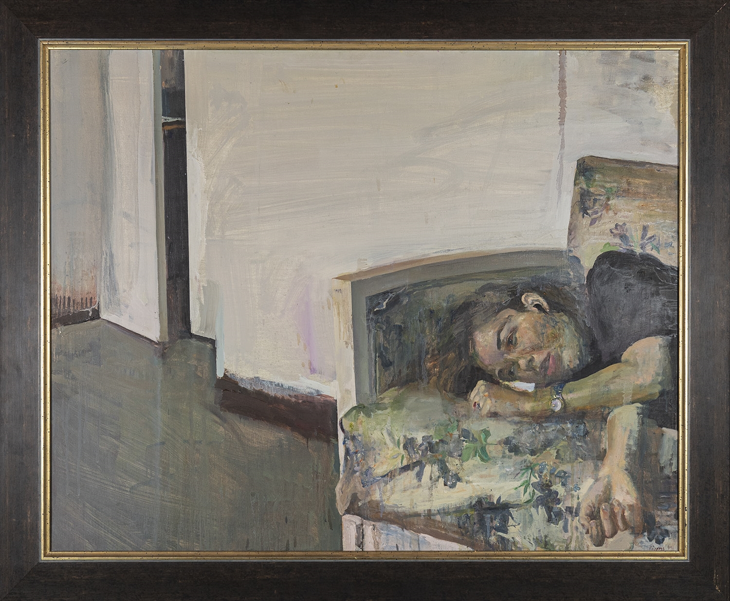 George Rorris | Interior of a house with a woman lying down (1994 ...
