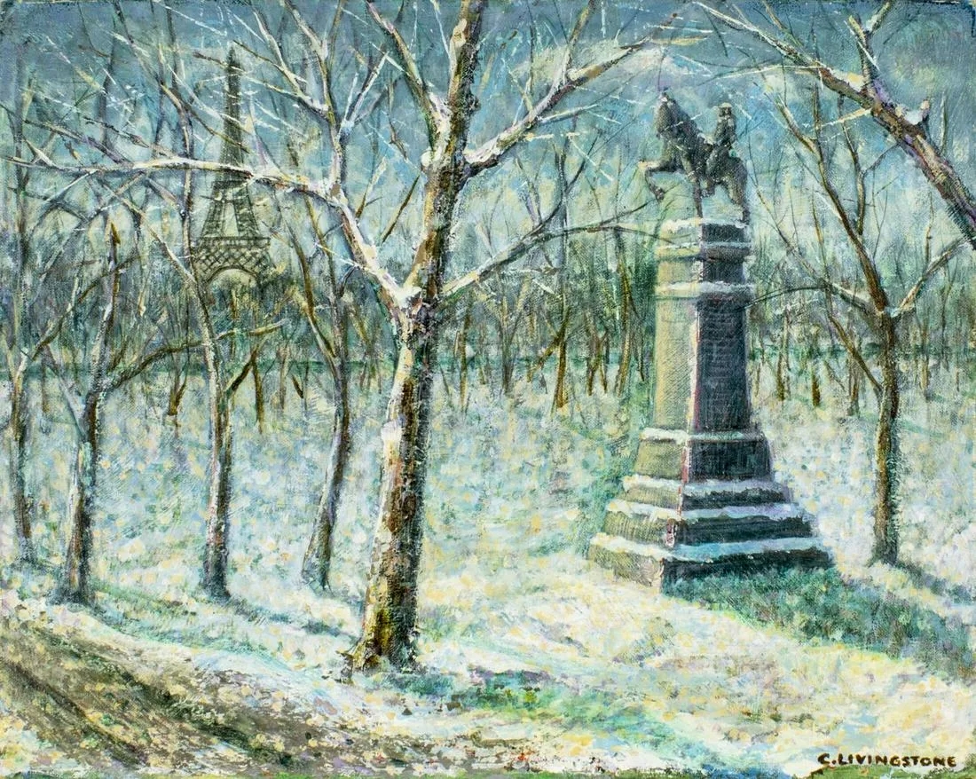 Artwork by W. Livingstone, Winter In Paris, Made of oil on canvas board