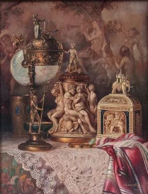 Nature morte au nautile et au coffret indien by Ludwig Augustin, 1920