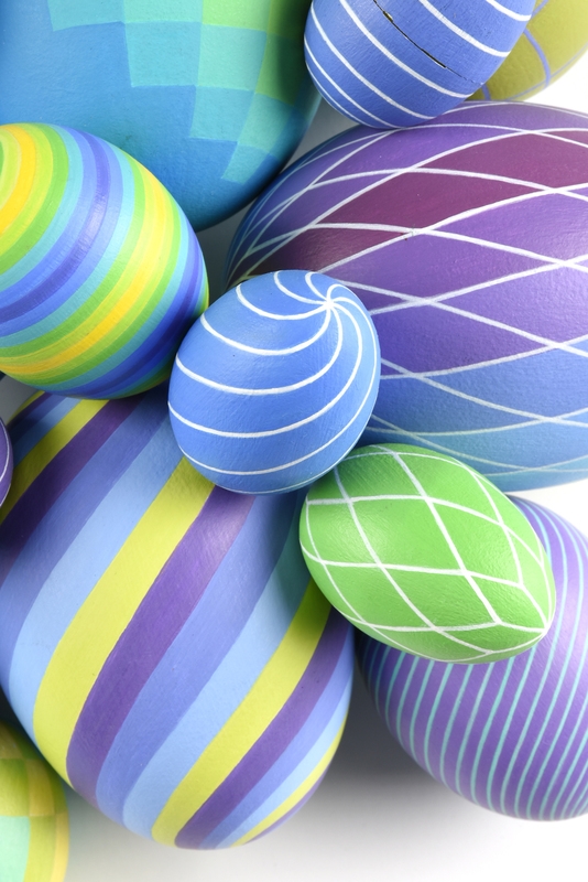 Sybil Edwards | A GROUP OF FIFTEEN PURPLE TO GREEN GRADIENT OP ART EGGS ...