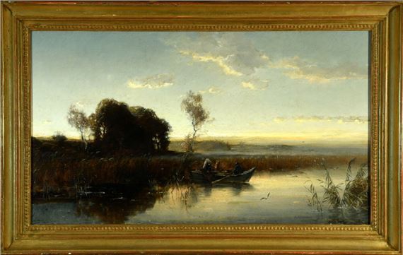 Uferpartie mit Fischerboot by Conrad Wimmer