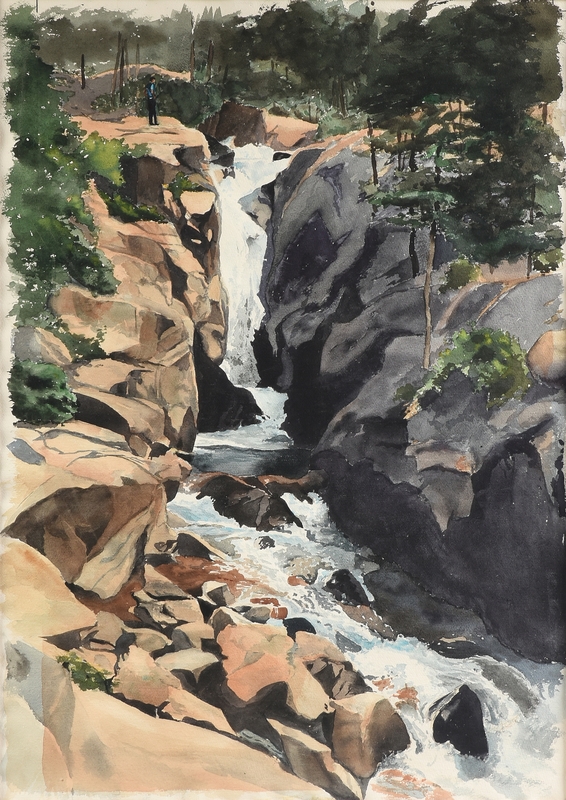 Artwork by Herb Rather, Waterfall, Made of watercolor on paper